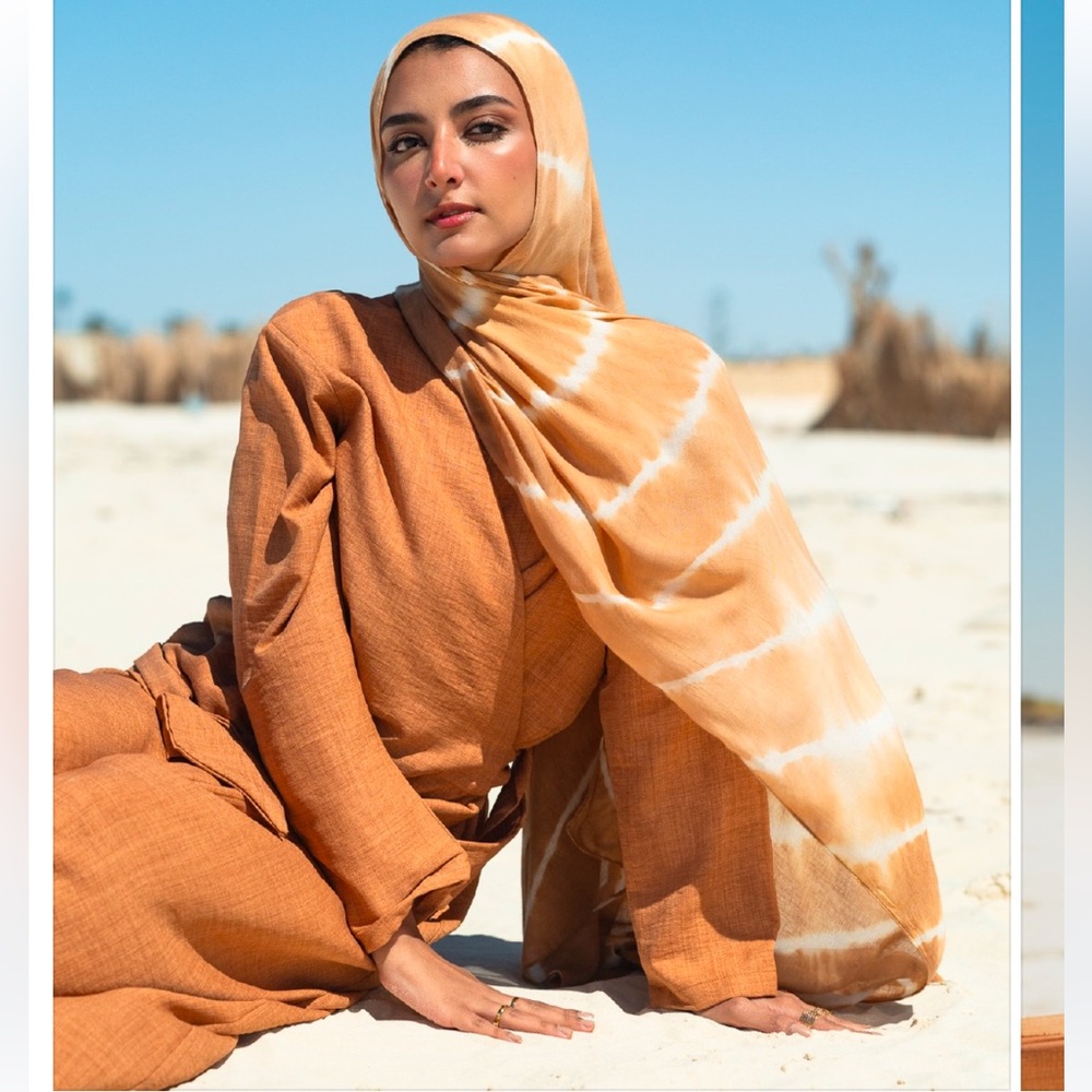 NWT Your Emma Hijab brand pearls of sand hand dye Modal 195x67cm rectangle scarf